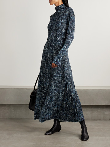 Proenza Schouler White Label Mabel ruffled cheetah-print jersey turtleneck maxi dress