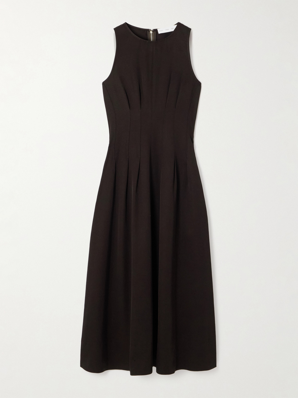 Proenza Schouler White Label Bronwyn Pleated Fitted-bodice Midi Dress In Brown