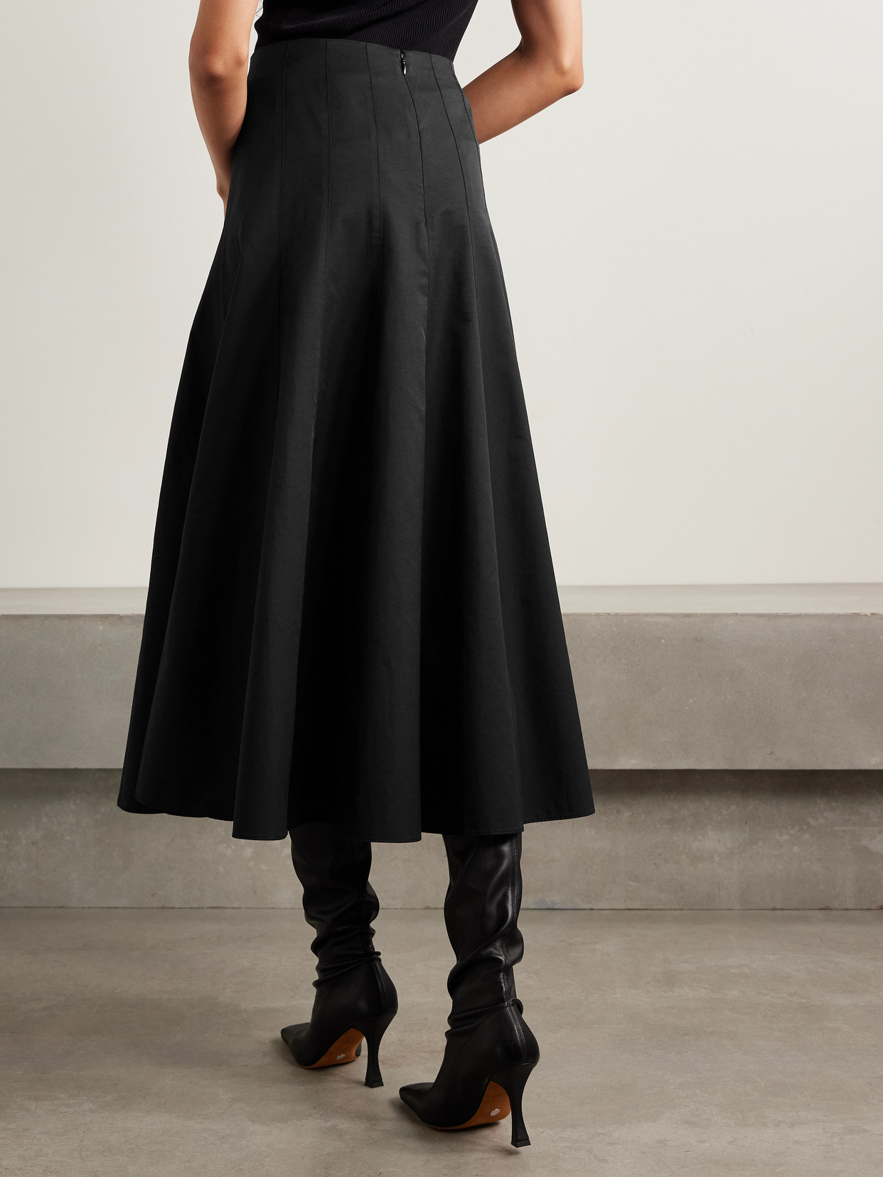 Proenza Schouler White Label Heidi Pleated Cotton-blend Midi Skirt In Black