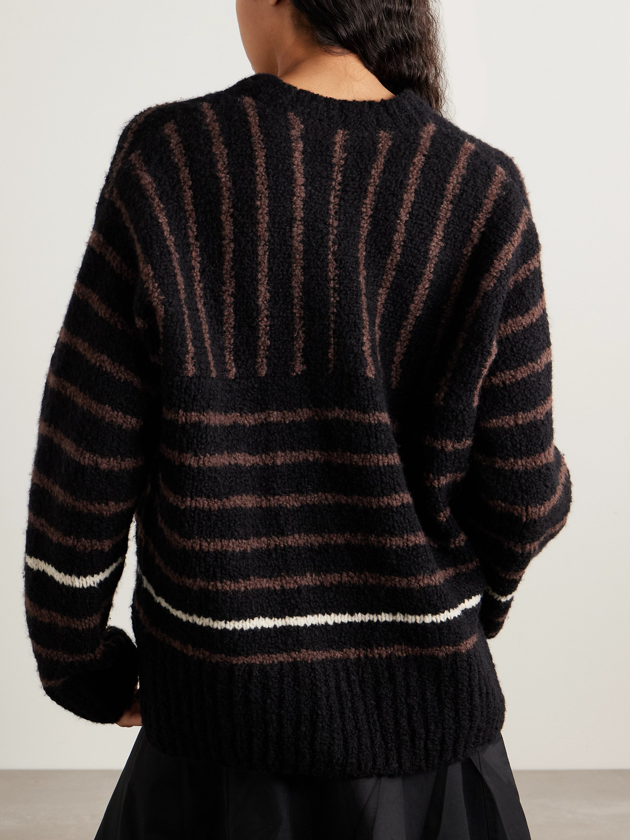 Proenza Schouler White Label Leonie Sweater In Stripe Wool Black Multi In Black