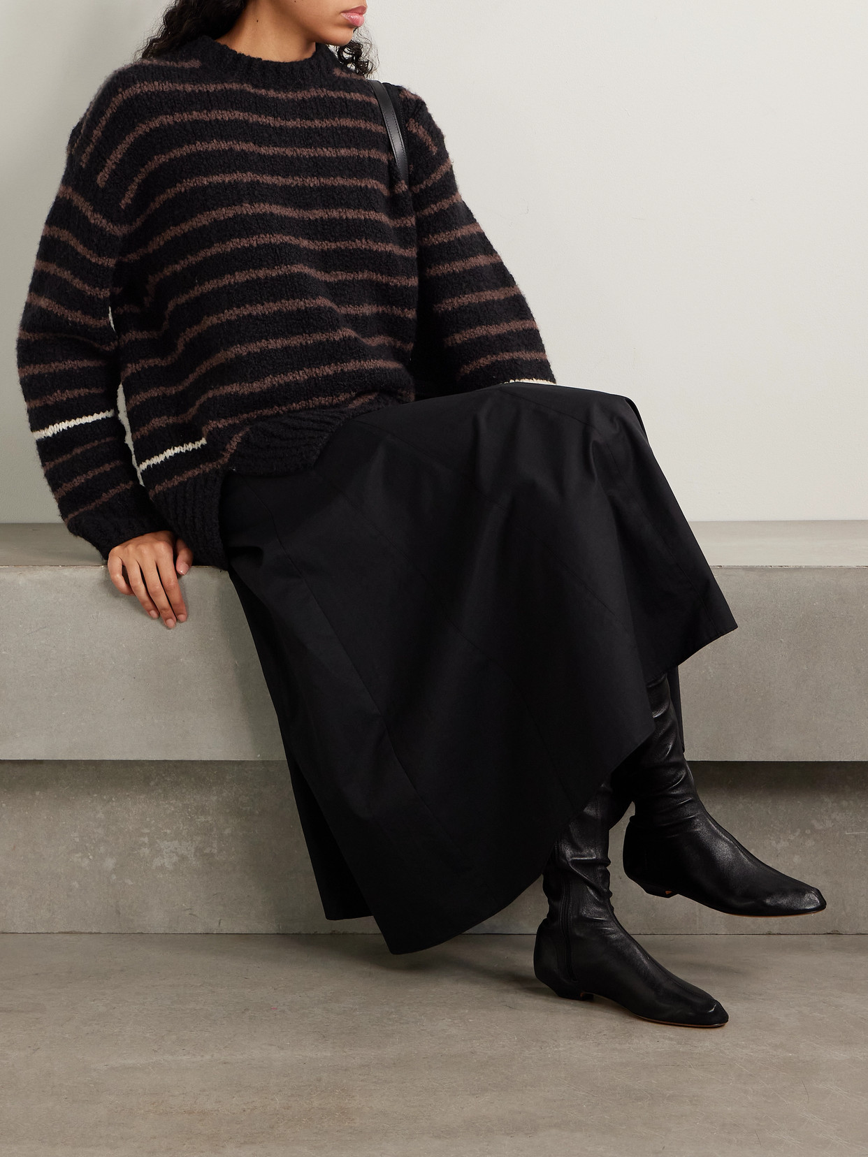 Proenza Schouler White Label Leonie Sweater In Stripe Wool Black Multi In Black