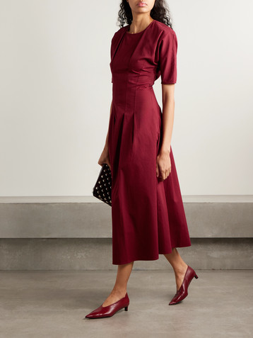 Proenza Schouler White Label Ainsley pleated brushed cotton-blend twill midi dress