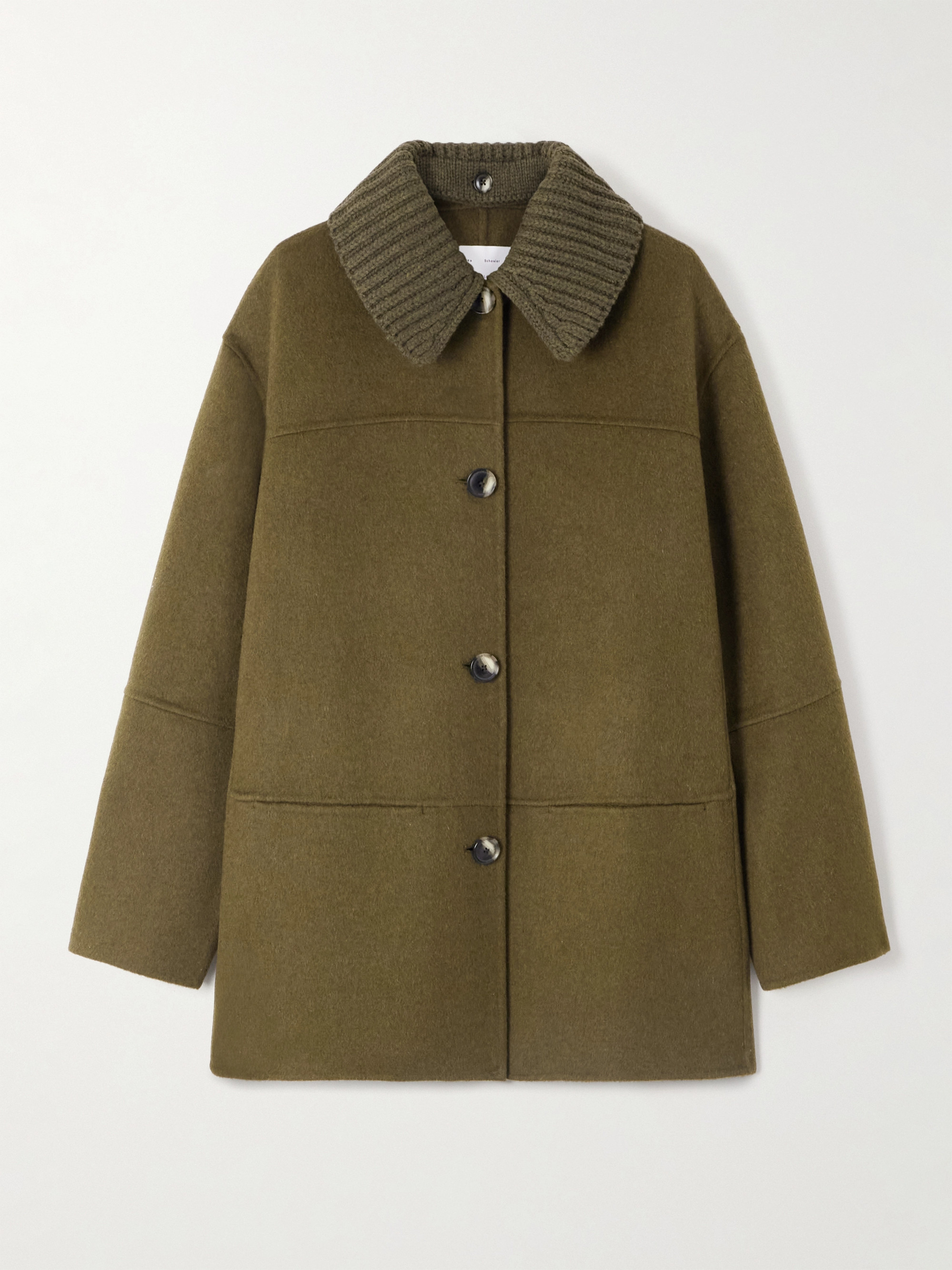 Proenza Schouler White Label Lisa ribbed knit-trimmed wool-blend coat thumbnail