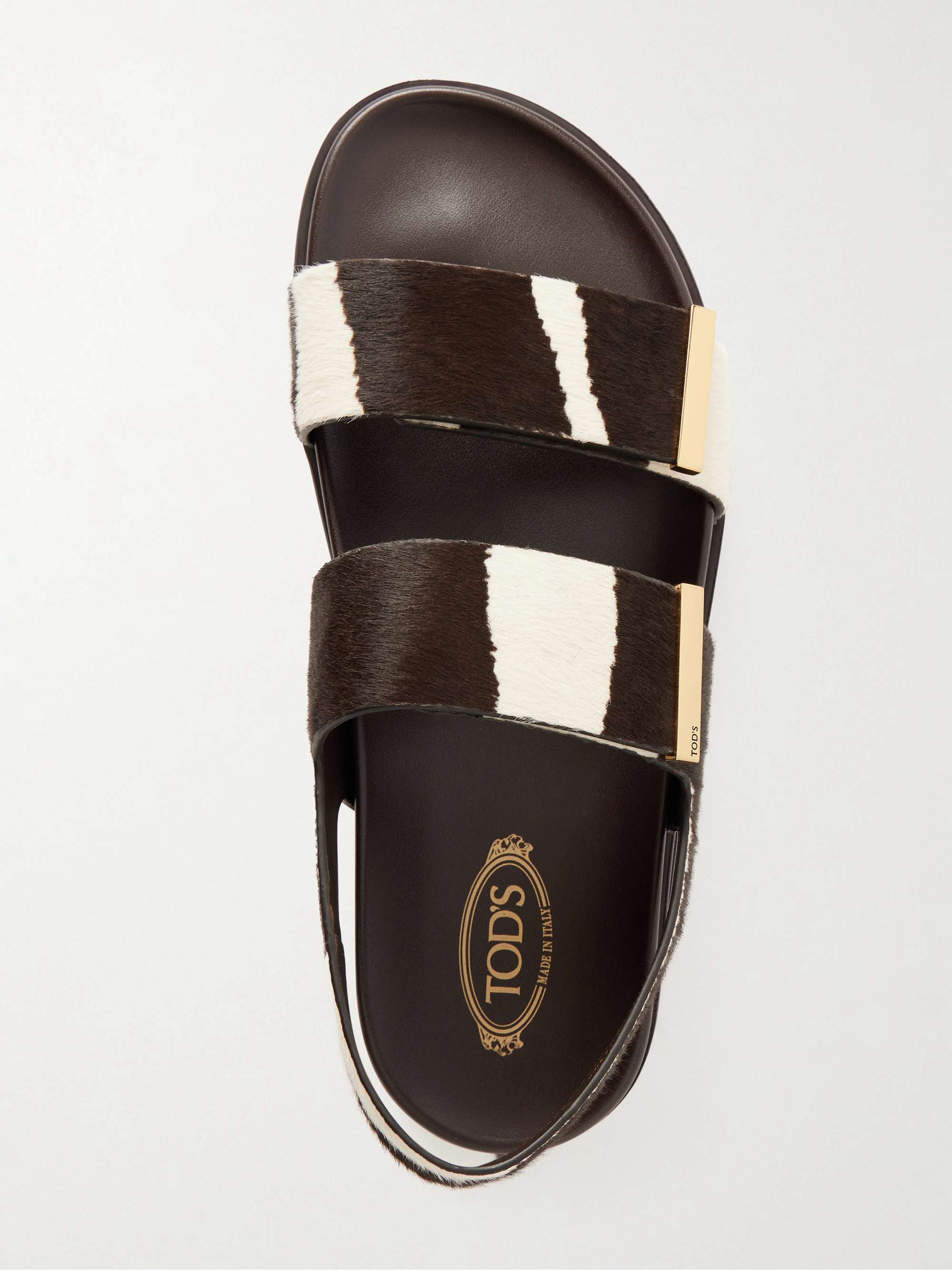 TOD'S Zebra-print pony hair slingback sandals | NET-A-PORTER