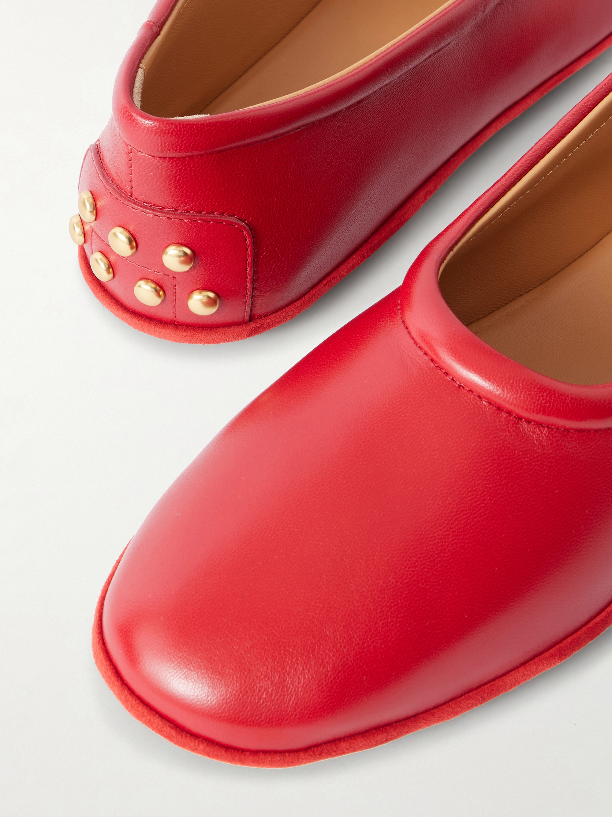 Tod's Studded glossed-leather ballet flats thumbnail