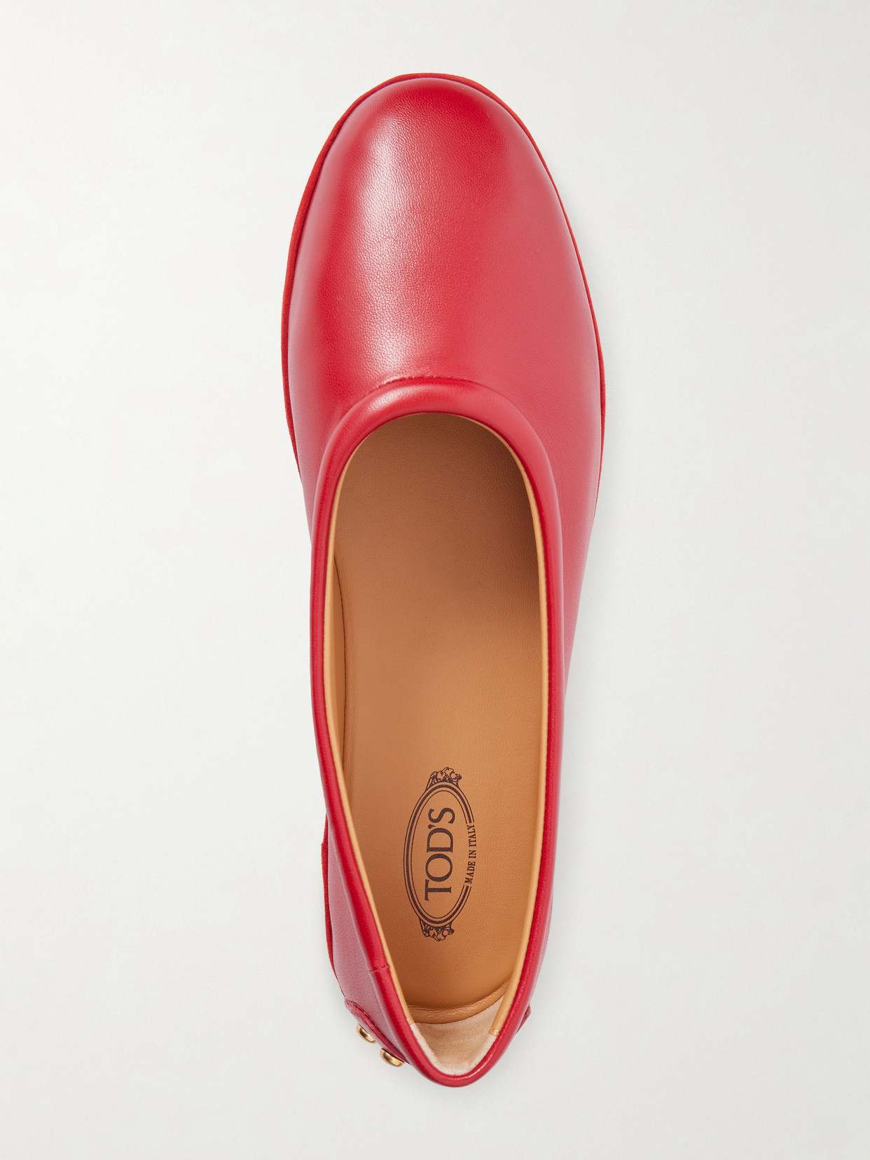 Studded Glossed-Leather Ballet Flats