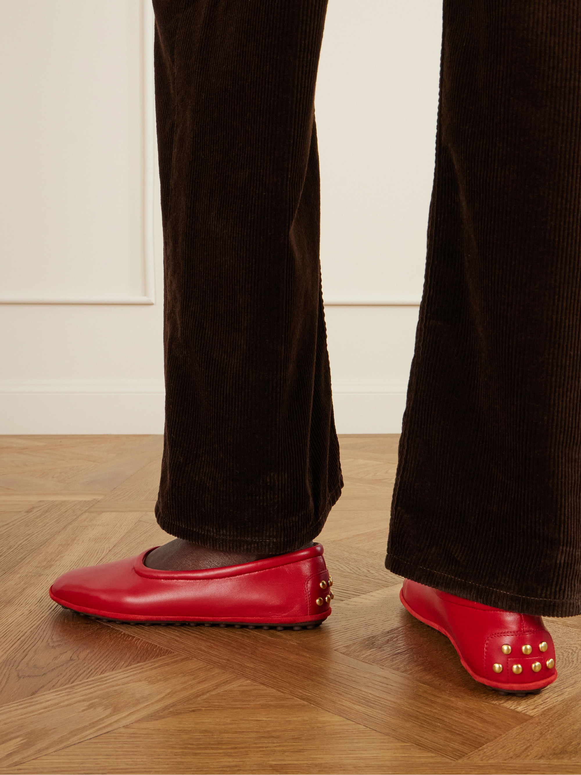 Tod's Studded glossed-leather ballet flats thumbnail