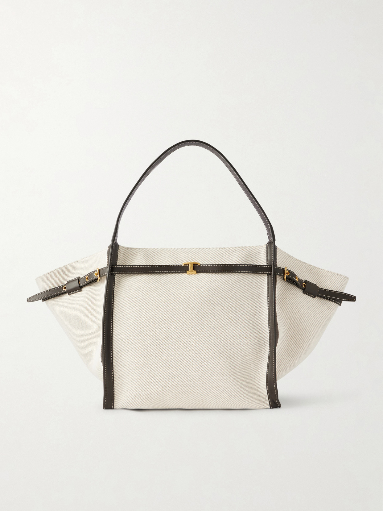 Tod's Tim Leather-trimmed Canvas Tote In White