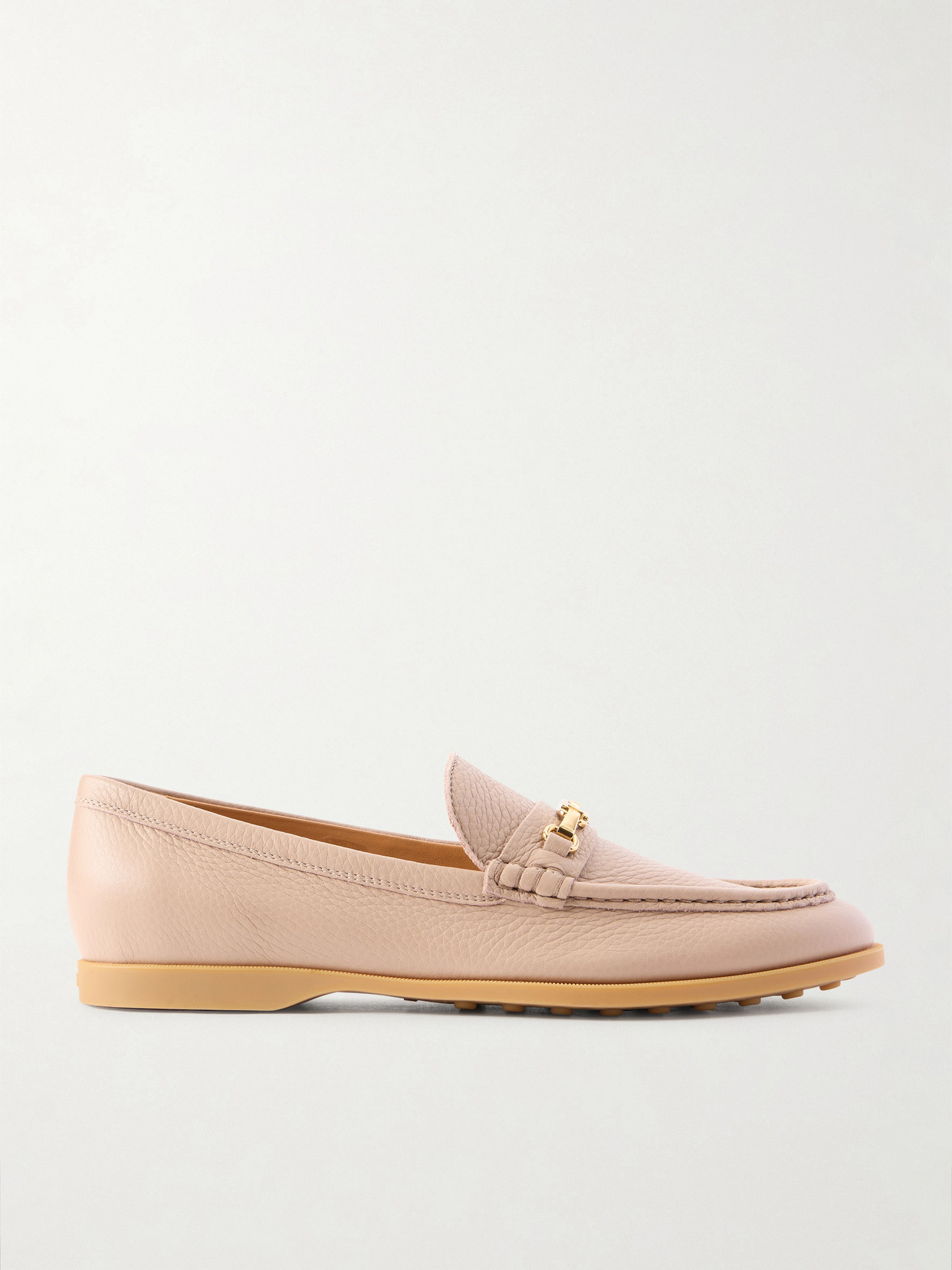 Tod's Gomma Embellished Textured-leather Loafers In Pink