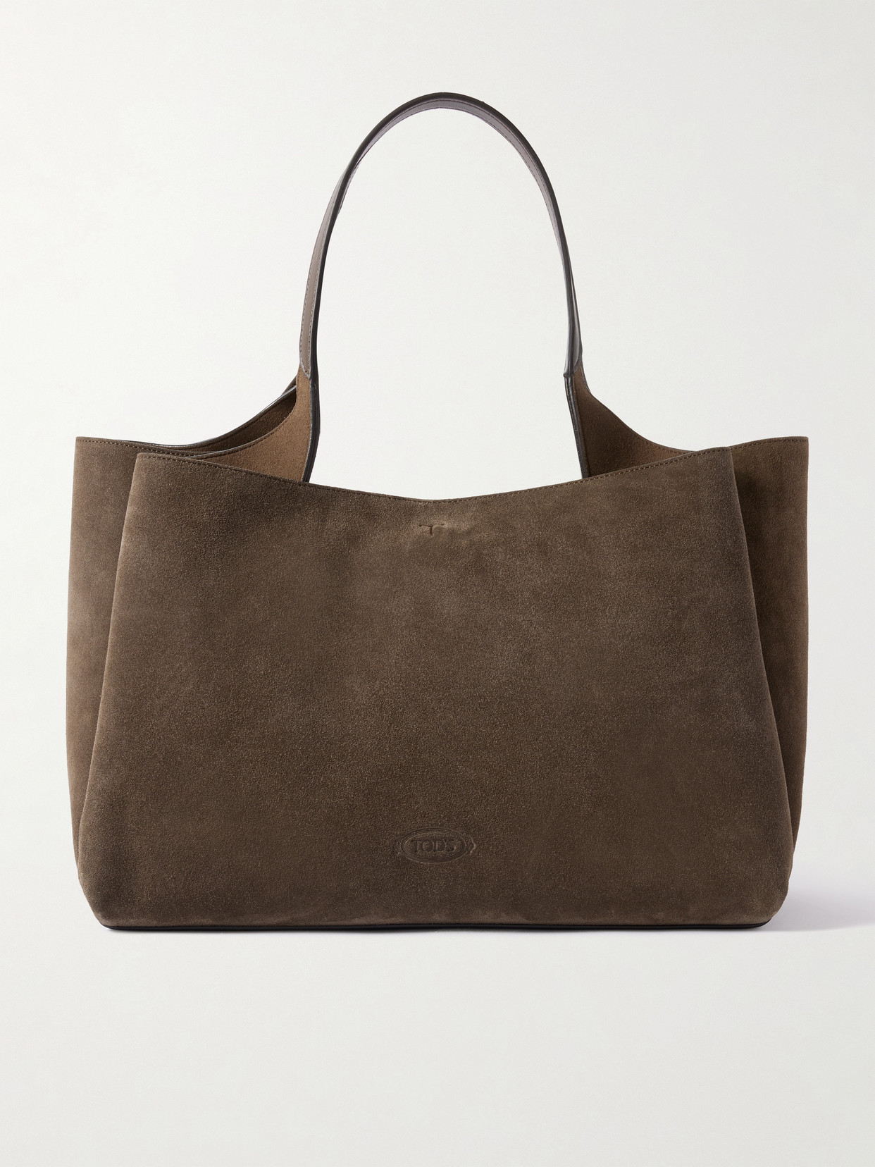 Tod's Large Leather-trimmed Suede Tote In Brown