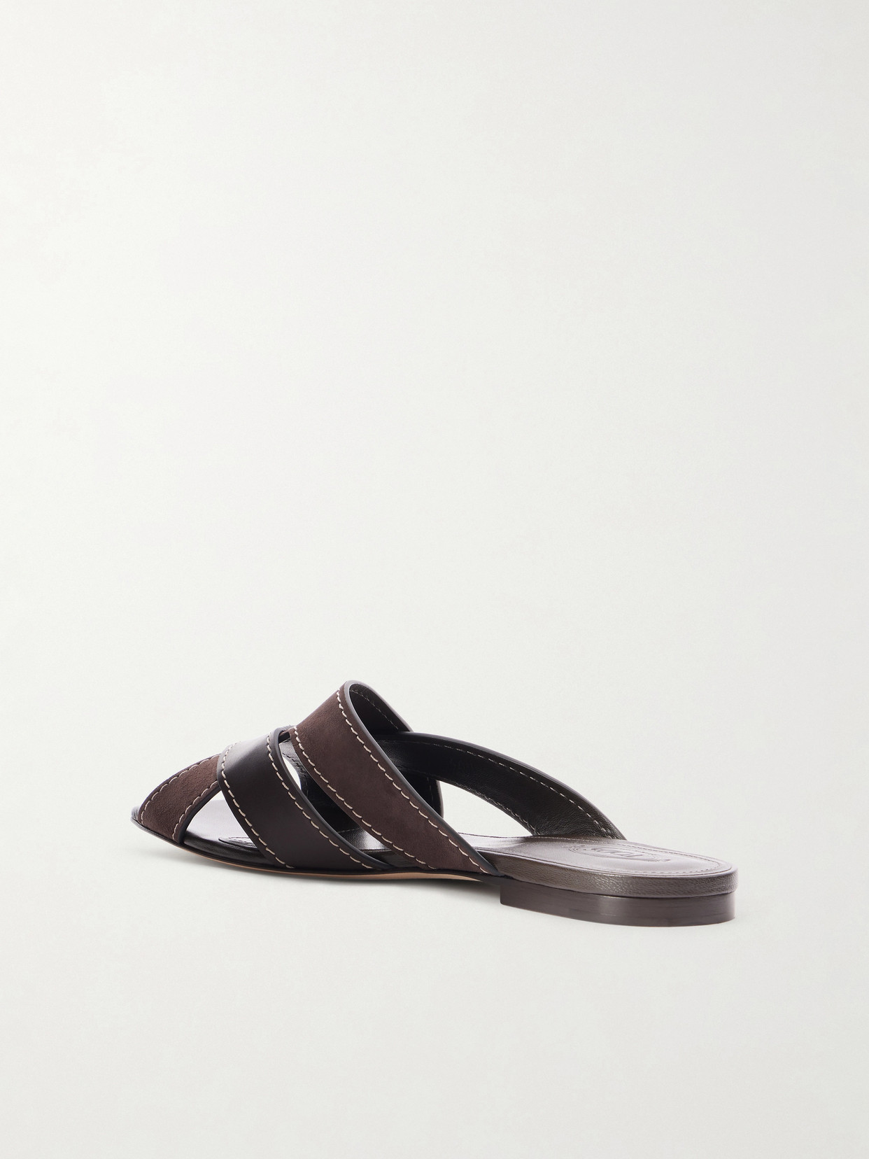 Tod's Flat Leather Sandals With Crossed Straps Shoes In Brown