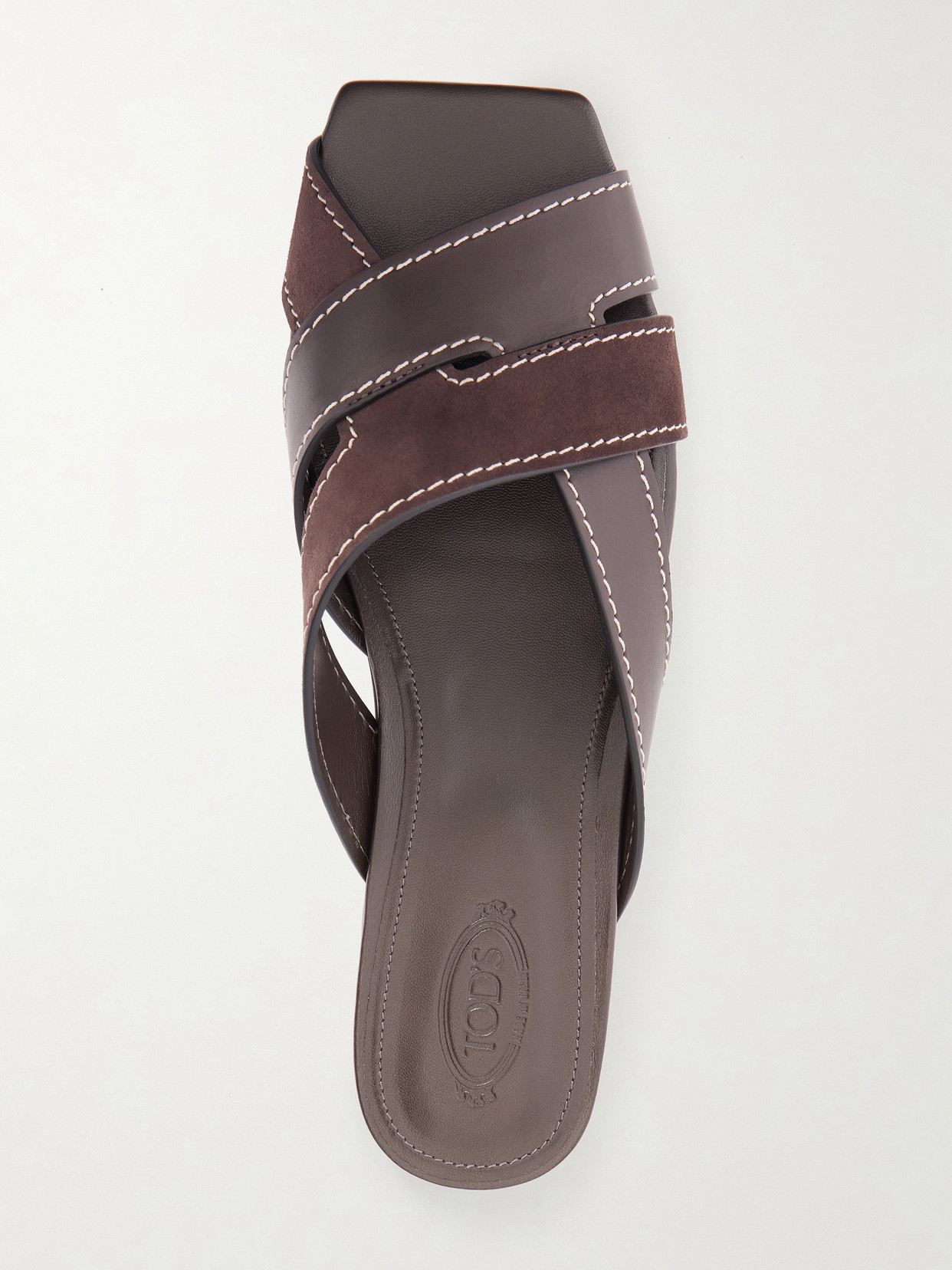 Tod's Flat Leather Sandals With Crossed Straps Shoes In Brown