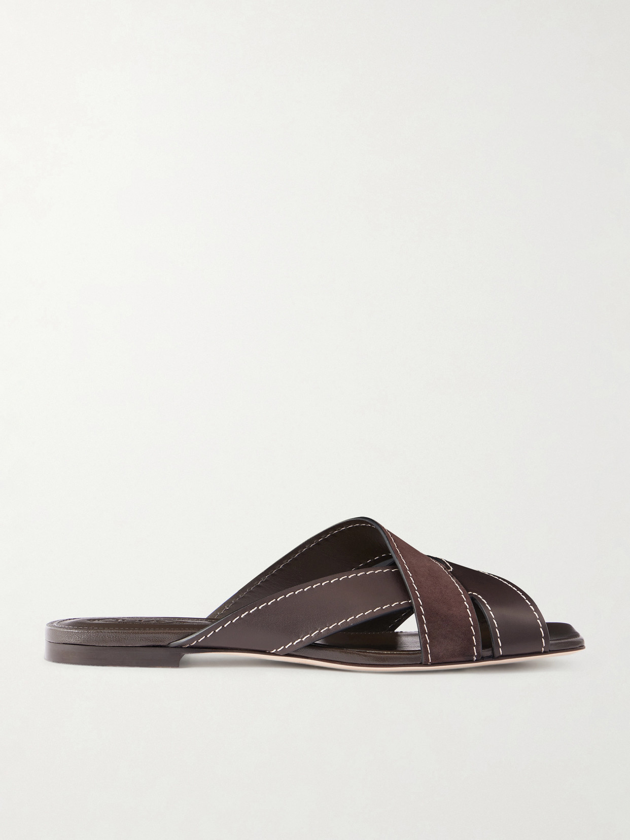 Tod's Flat Leather Sandals With Crossed Straps Shoes In Brown