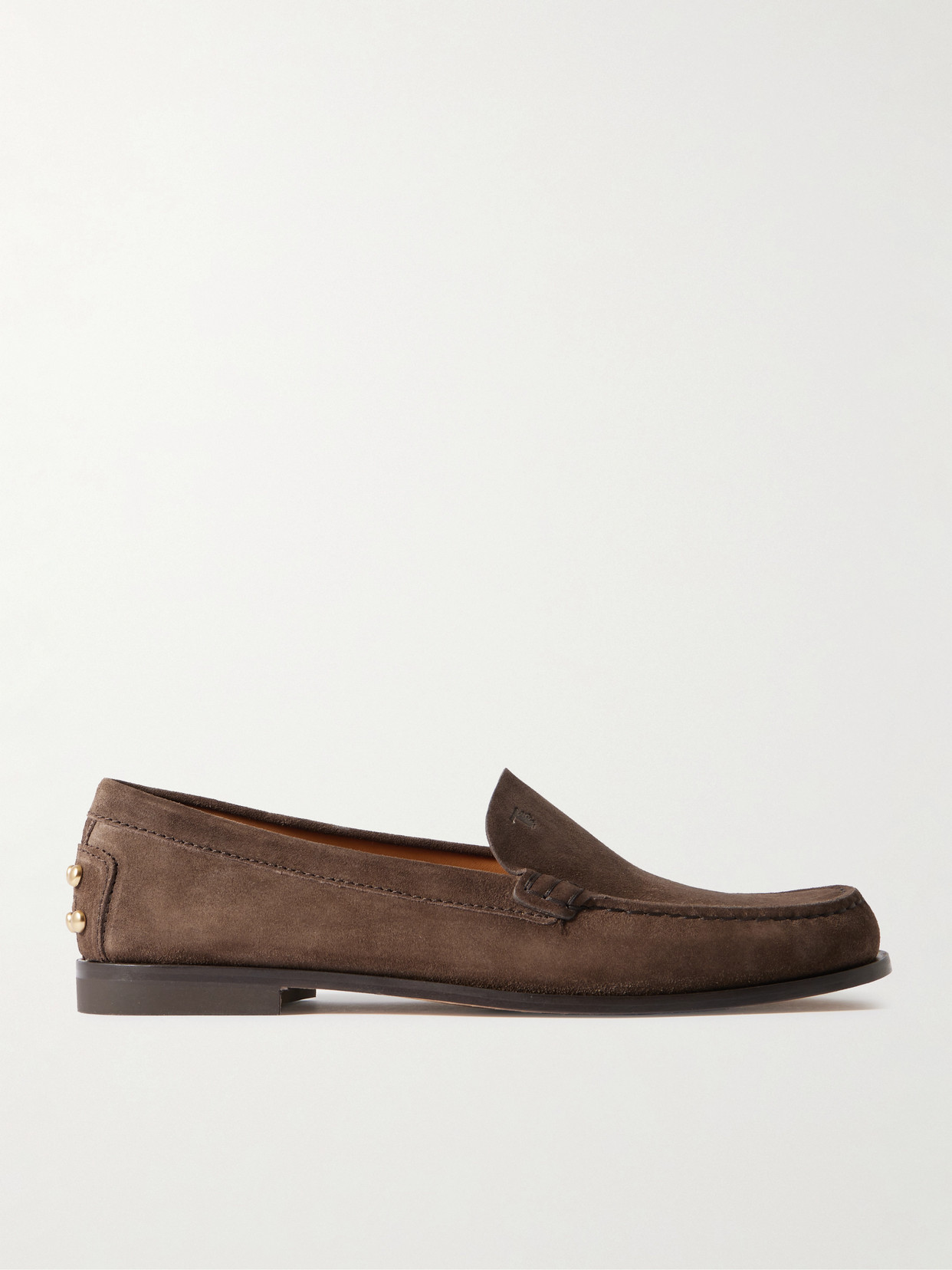 Tod's Studded Suede Loafers In Brown
