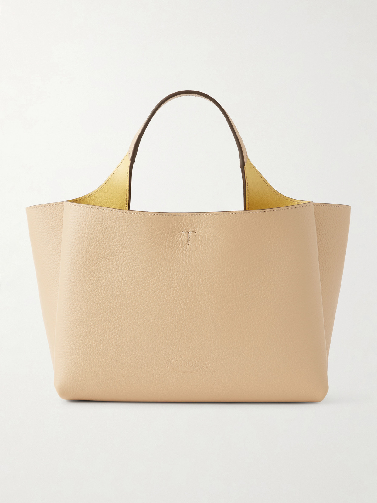 Tod's Textured-leather Mini Tote In Neutral