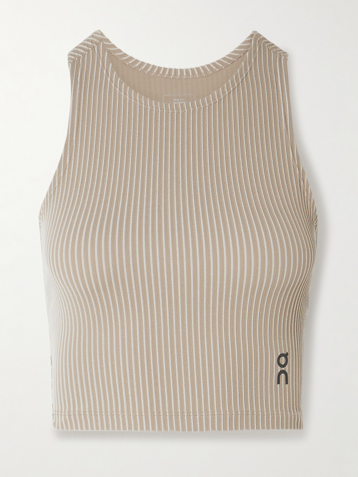 On All-day Cropped Striped Ribbed Stretch Recycled Tank In Neutral