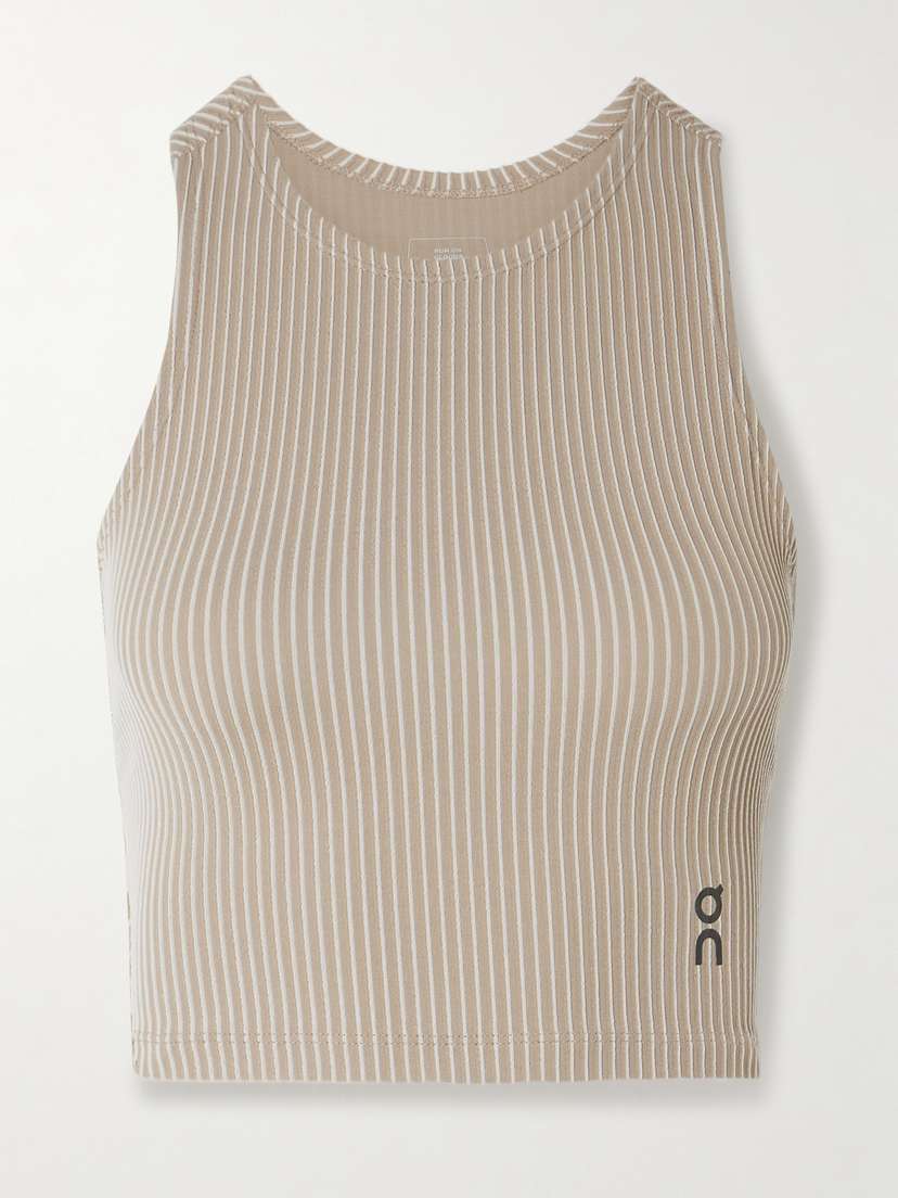 ON All-day Cropped Striped Ribbed Stretch Recycled Tank