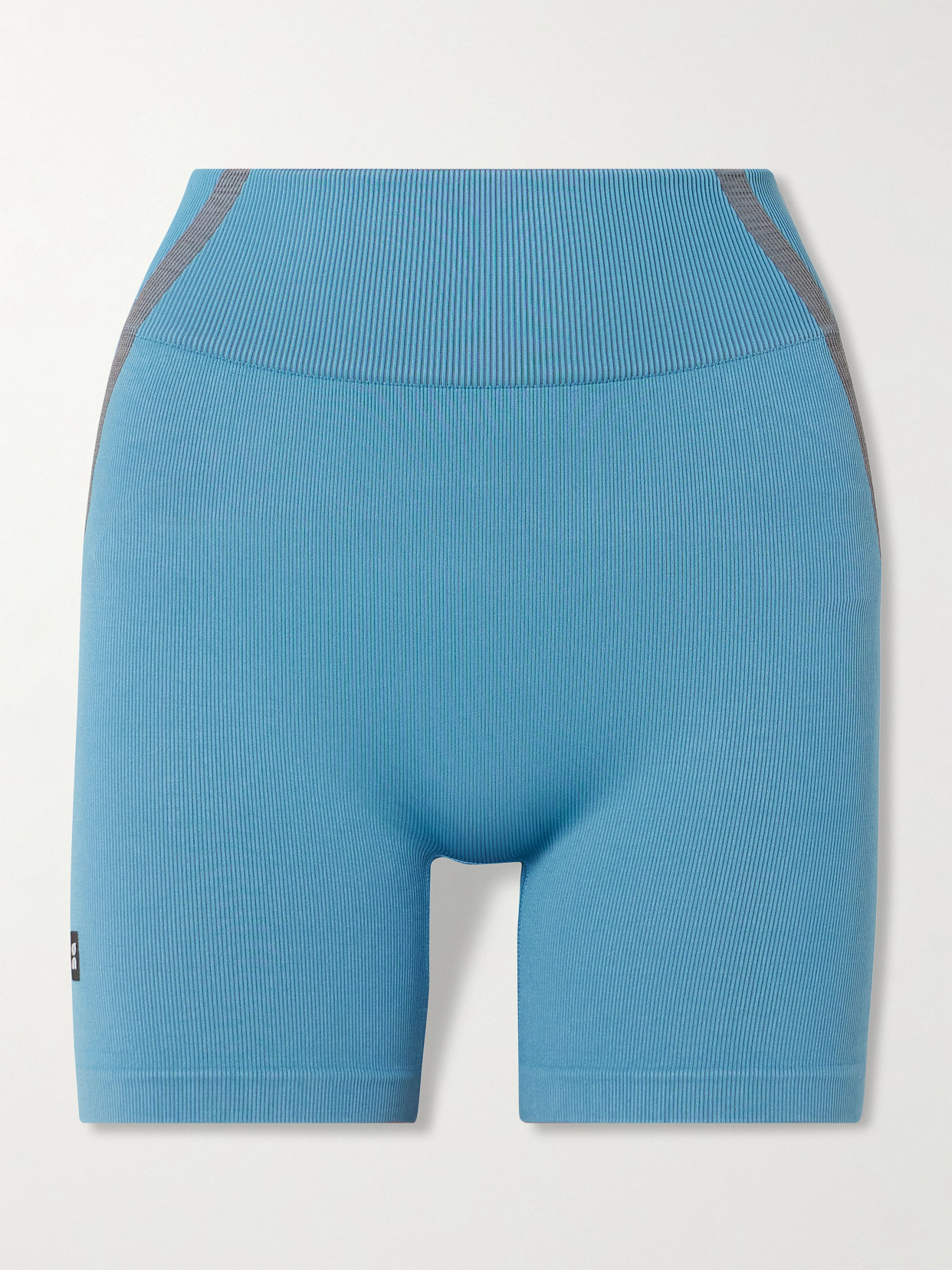 On Studio Ribbed Stretch Shorts In Blue
