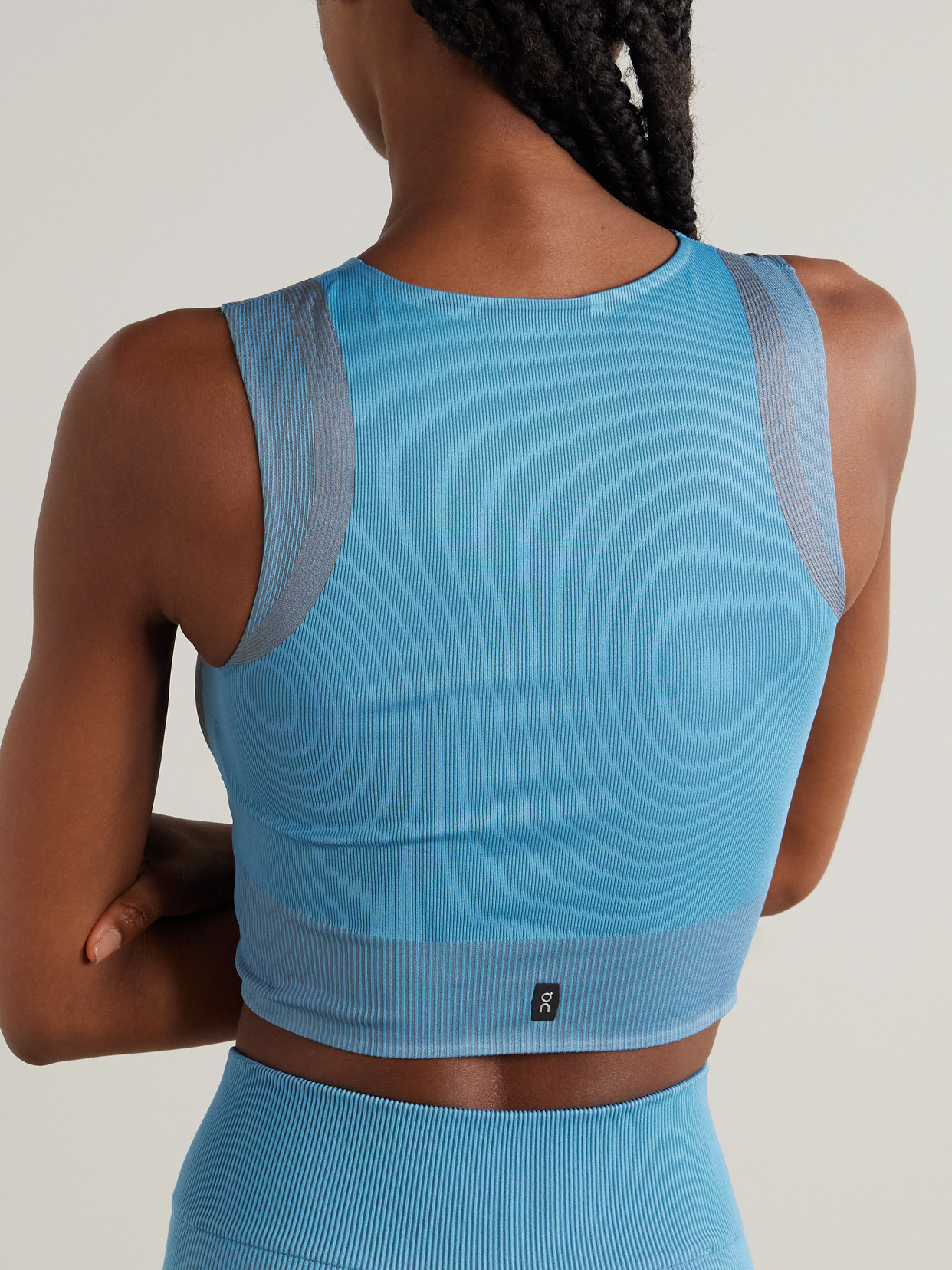 On Studio Cropped Ribbed Stretch Tank In Blue