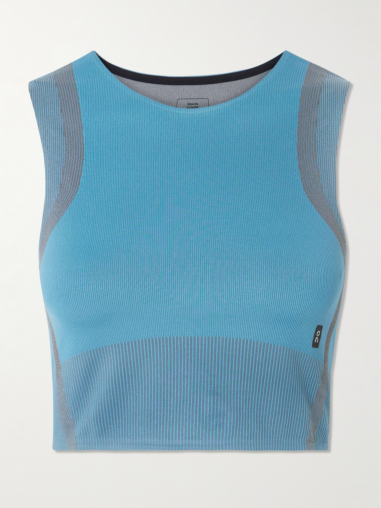 On Studio Cropped Ribbed Stretch Tank In Blue