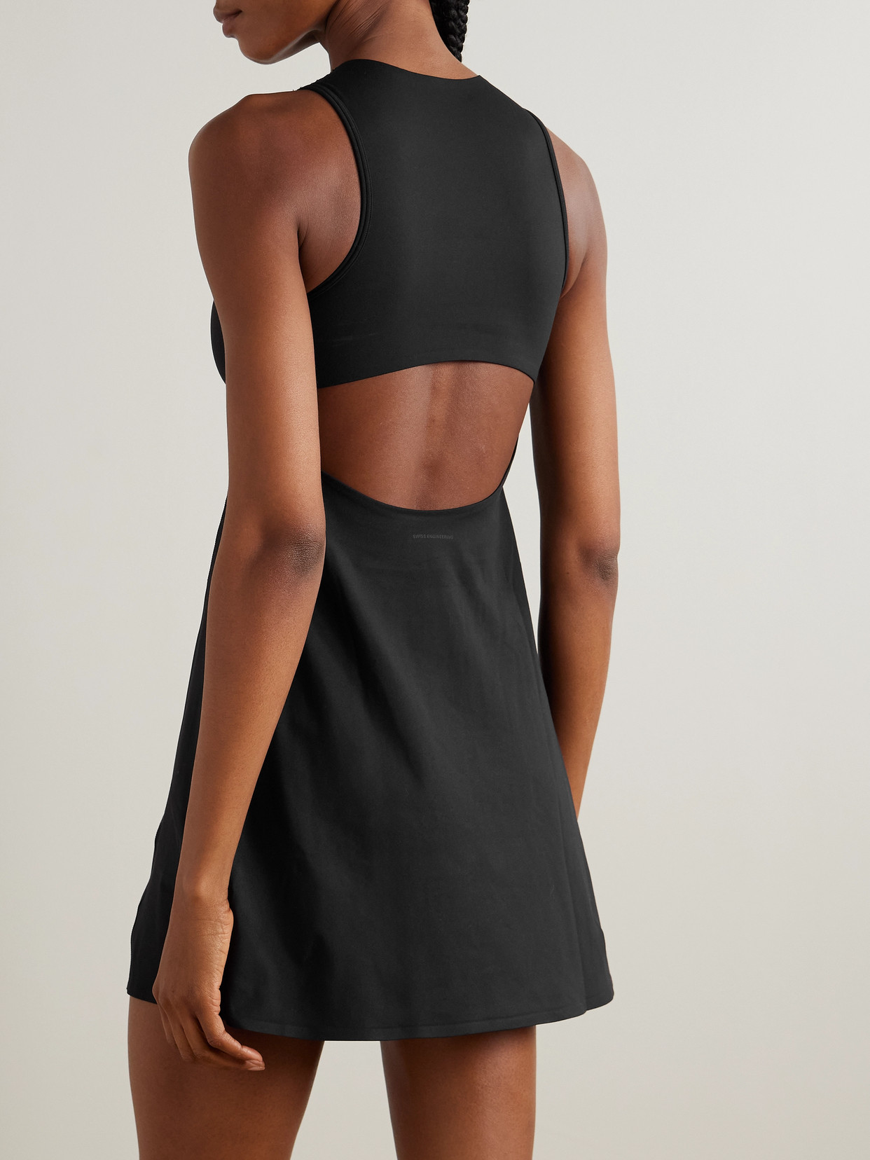 On Studio Cutout Paneled Stretch-jersey Mini Dress In Black