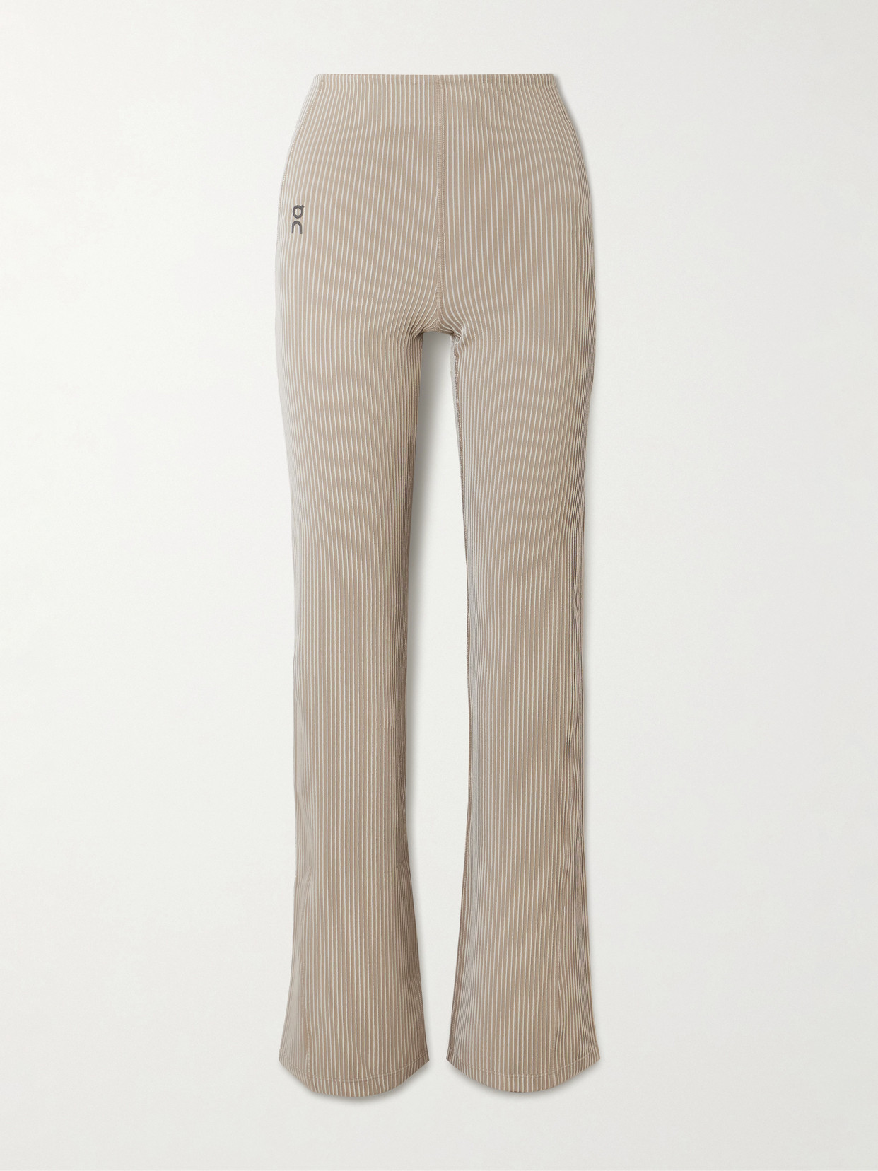 On All-day Striped Ribbed Stretch Recycled-jersey Flared Pants In Neutral