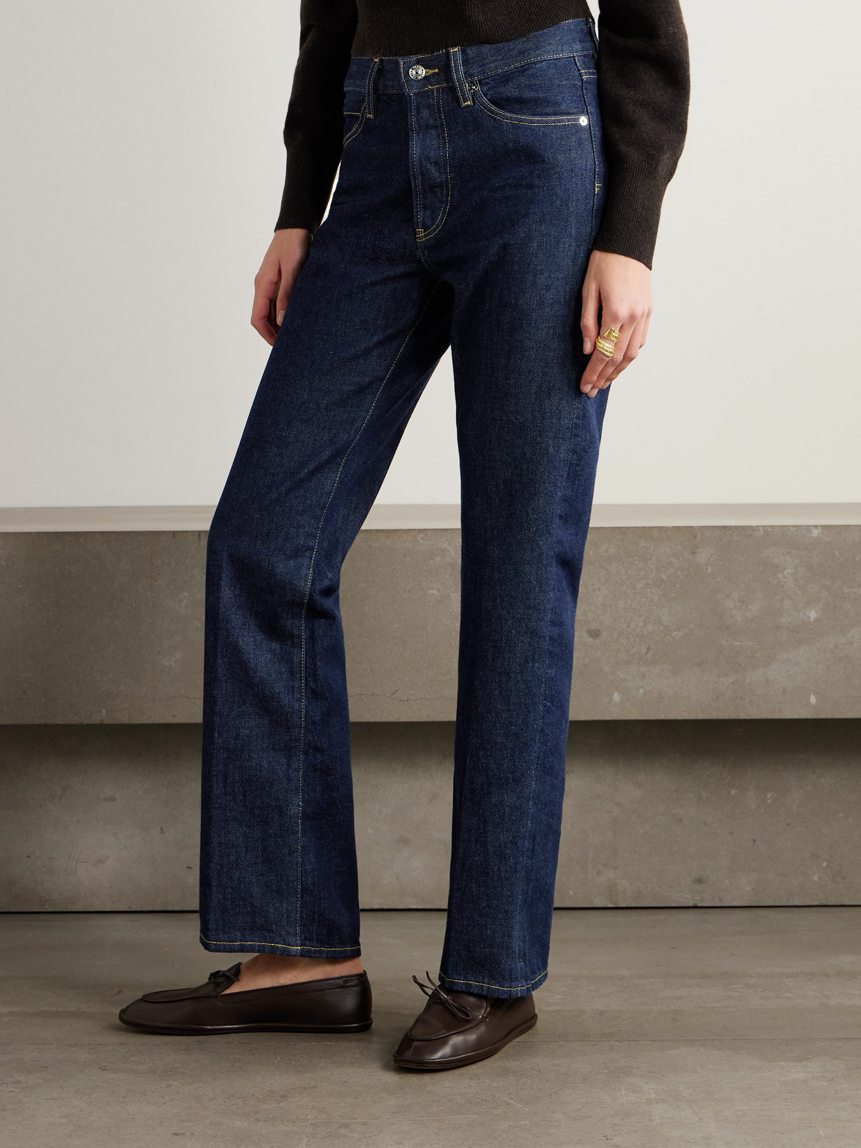 Frame The Vertical High-rise Straight-leg Jeans In Blue