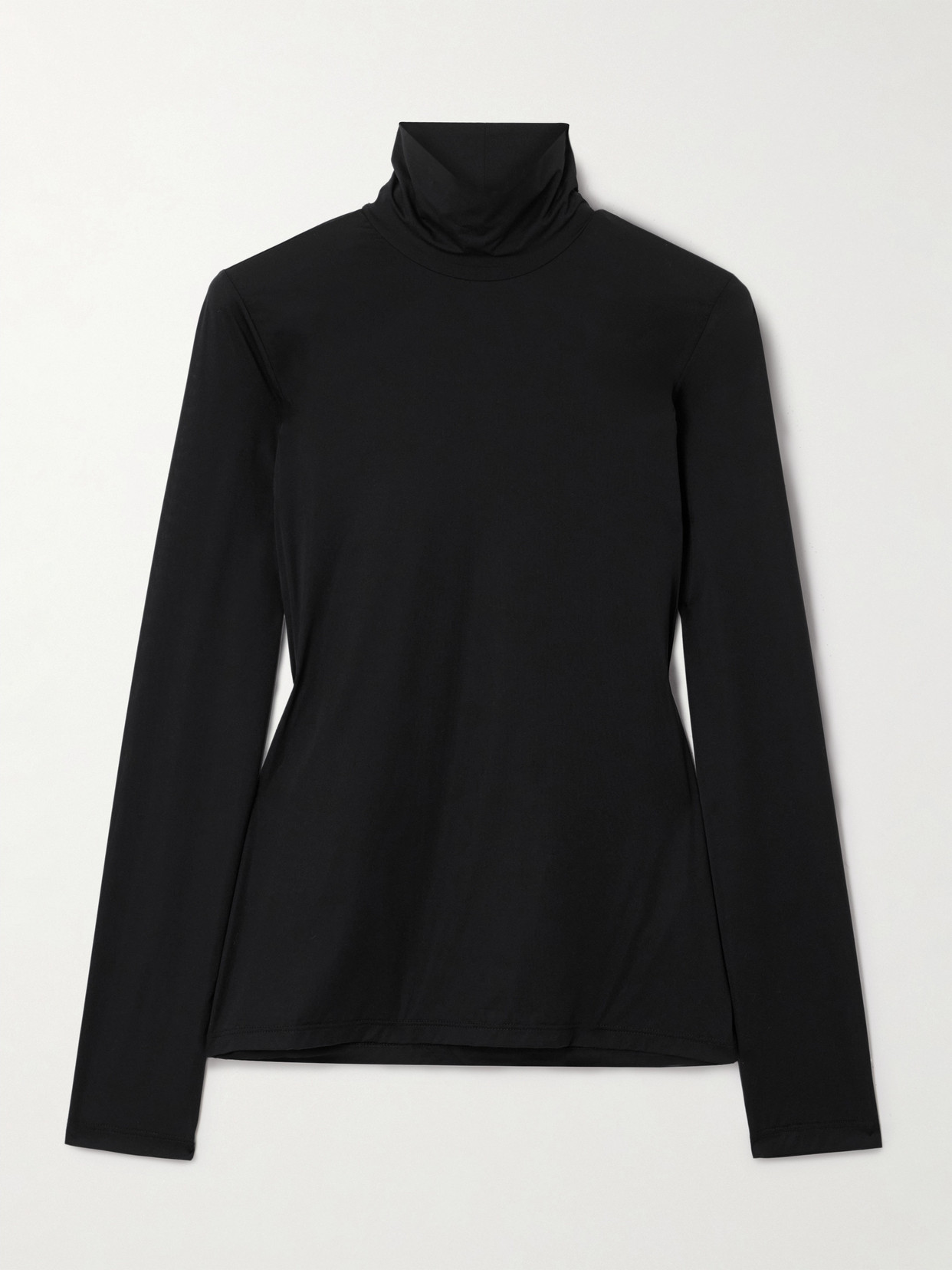 Frame The Hosiery Jersey Turtleneck Top In Black