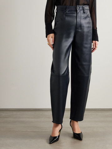 FRAME The Leather Neat leather barrel-leg pants