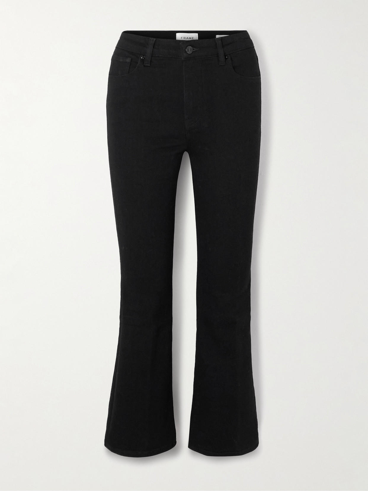 Frame Reboot Crop Stretch High-rise Bootcut Jeans In Black