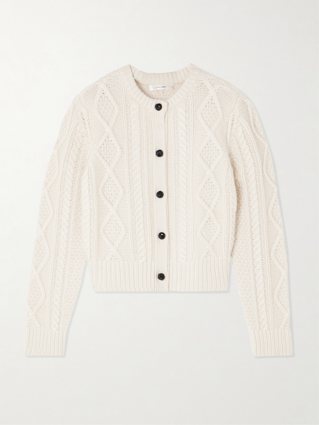 Frame Cable-knit Cashmere Cardigan In Neutral