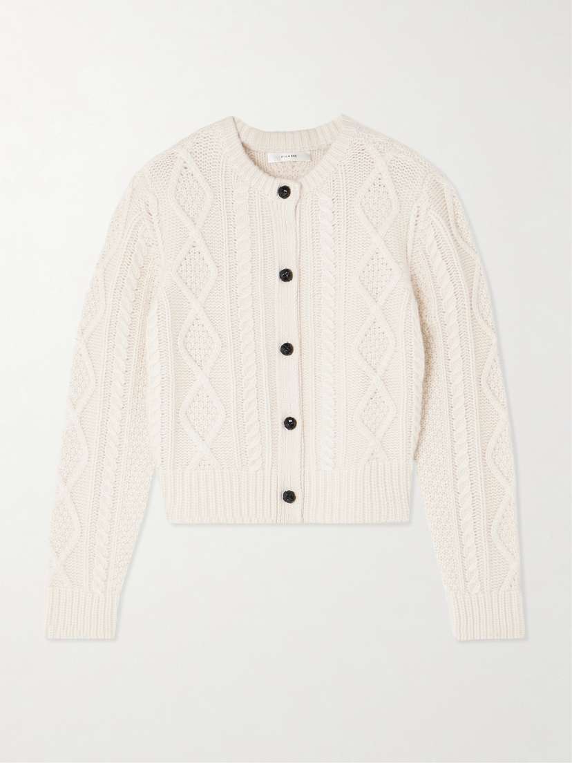 Frame Cable-knit Cashmere Cardigan