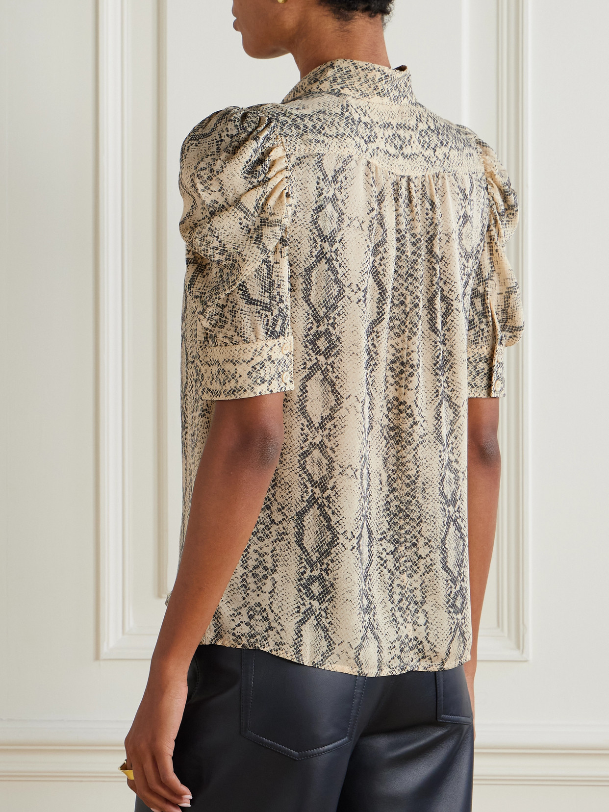 Gillian Snake-Print Silk-Chiffon Shirt
