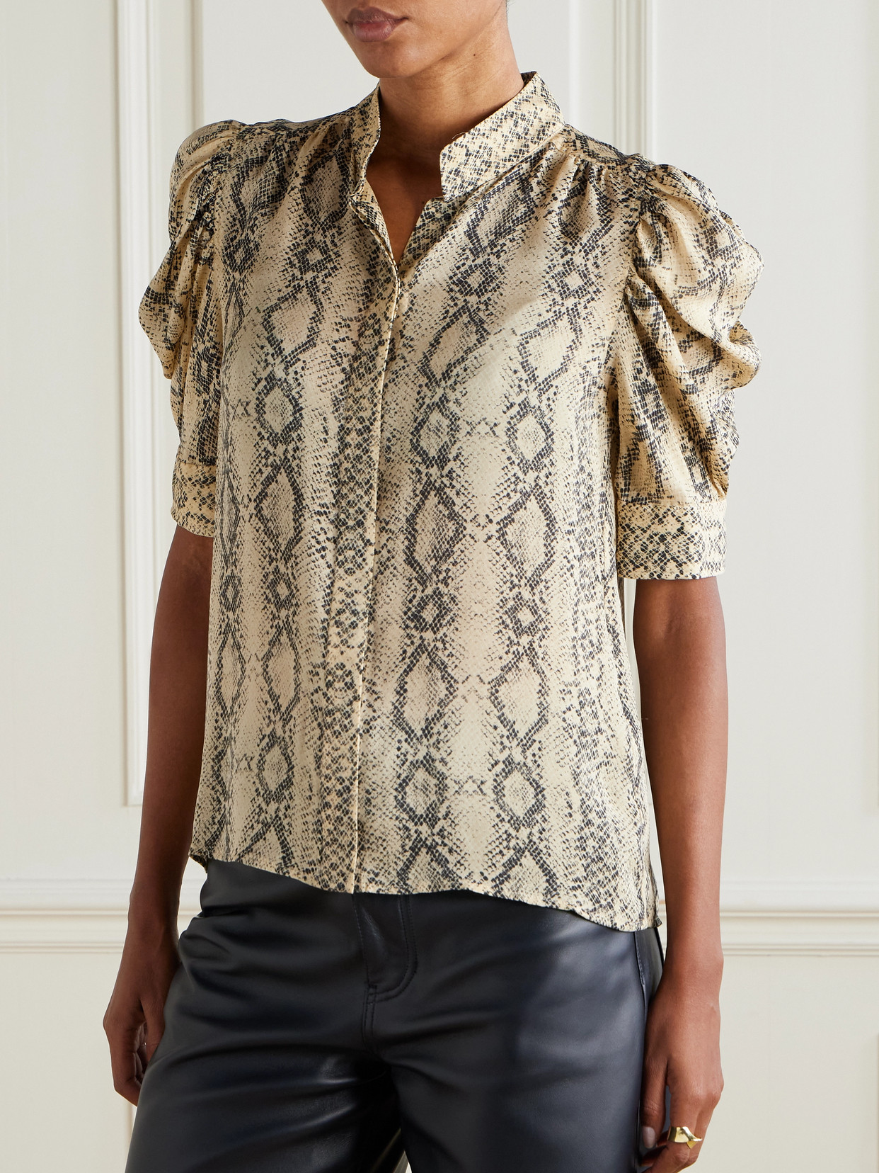 Gillian Snake-Print Silk-Chiffon Shirt