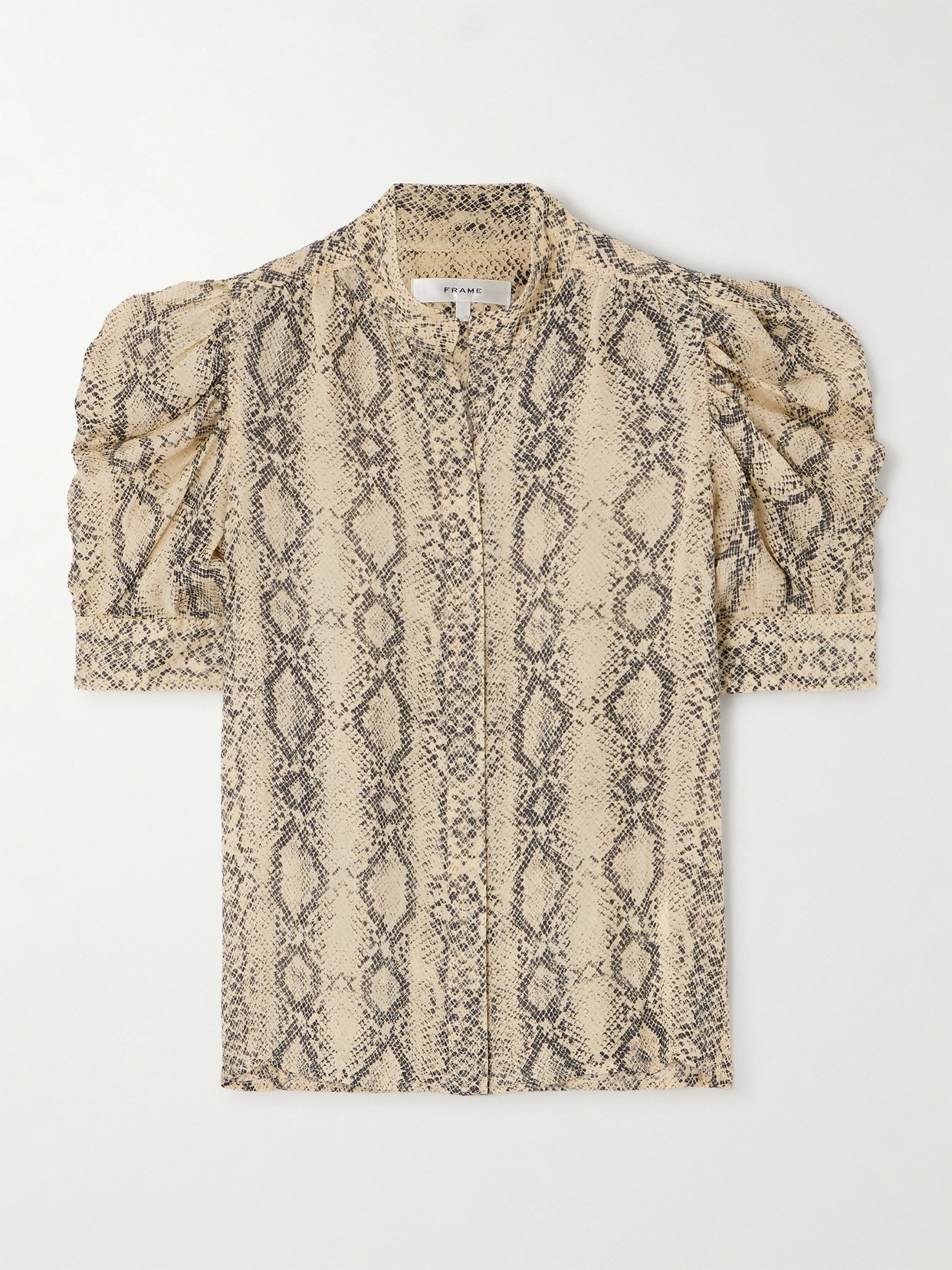 Frame Gillian Snake-print Silk-chiffon Shirt In Brown