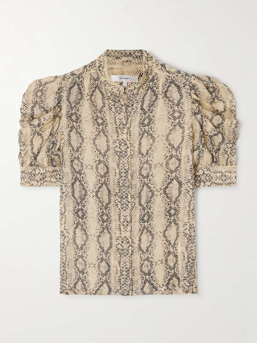 Frame Gillian Snake-print Silk-chiffon Shirt
