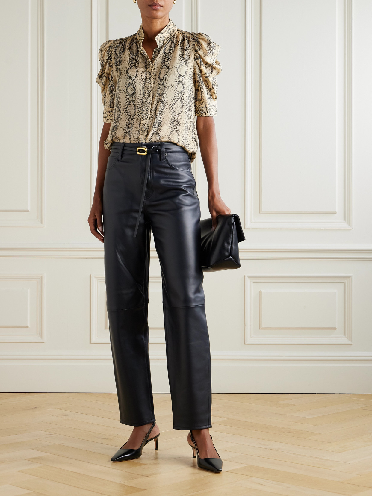 Gillian Snake-Print Silk-Chiffon Shirt