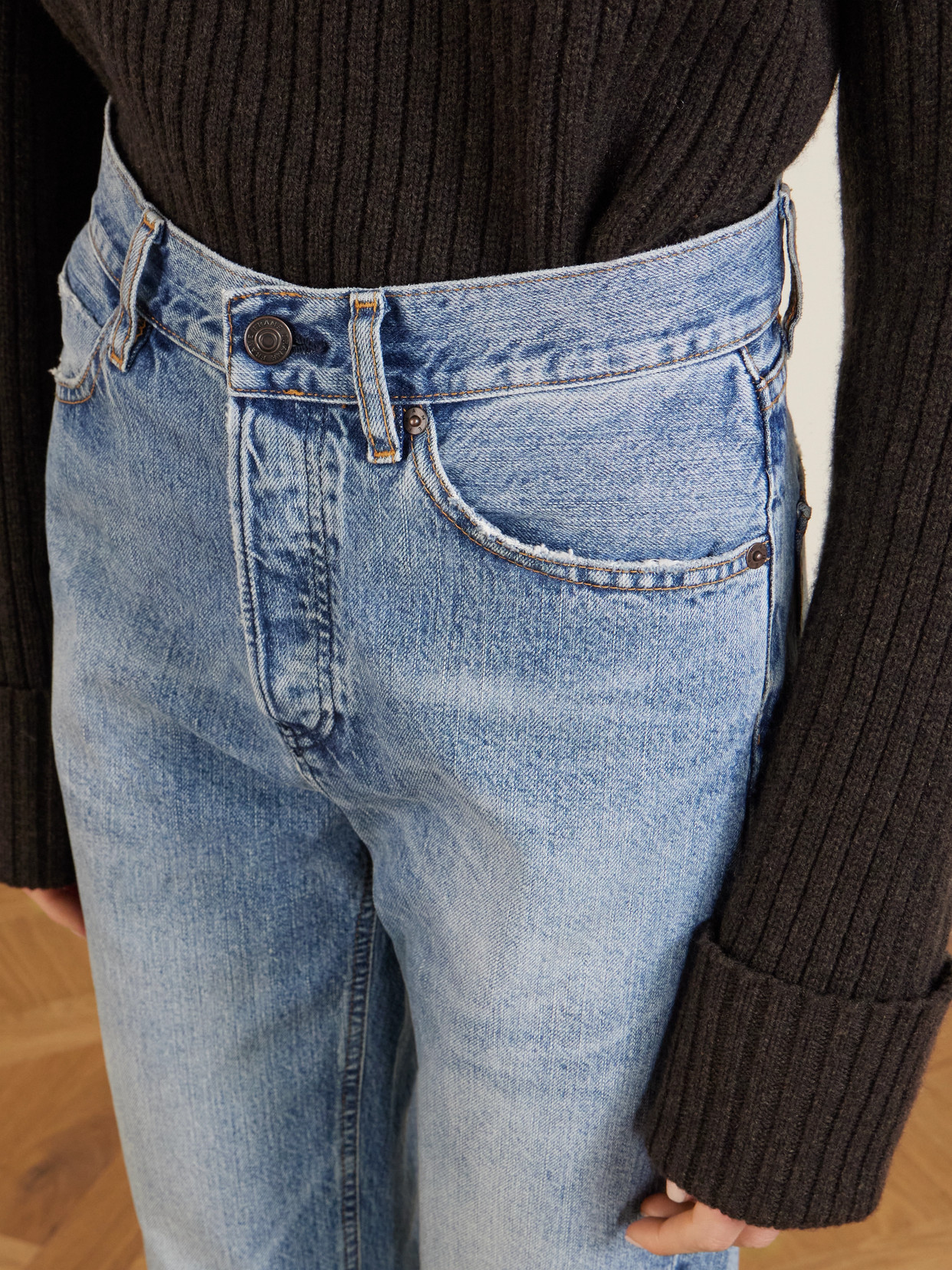 Frame The Stack High-rise Straight-leg Jeans In Blue