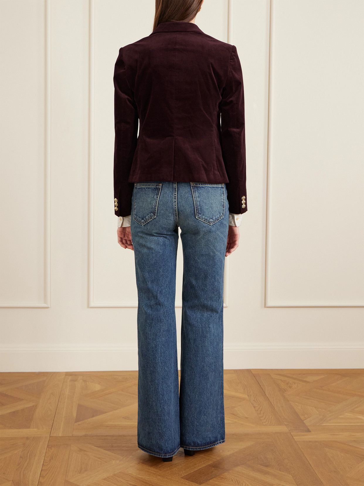 Frame City Darted Velvet Blazer In Burgundy