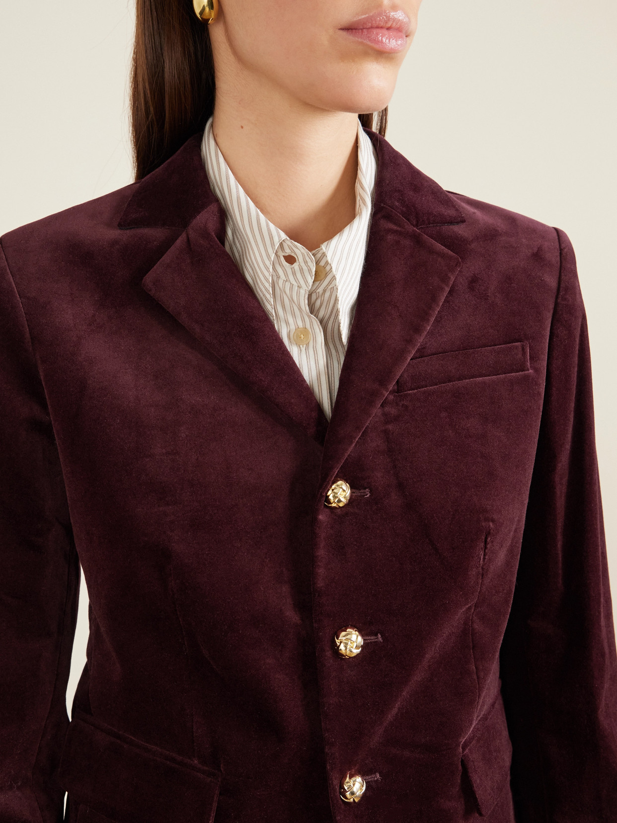 Frame City Darted Velvet Blazer In Burgundy