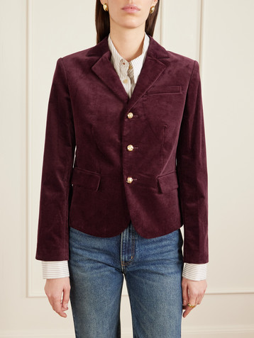 FRAME City darted velvet blazer