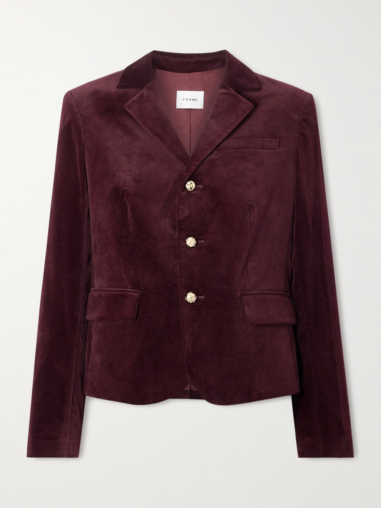 Frame City Darted Velvet Blazer In Burgundy