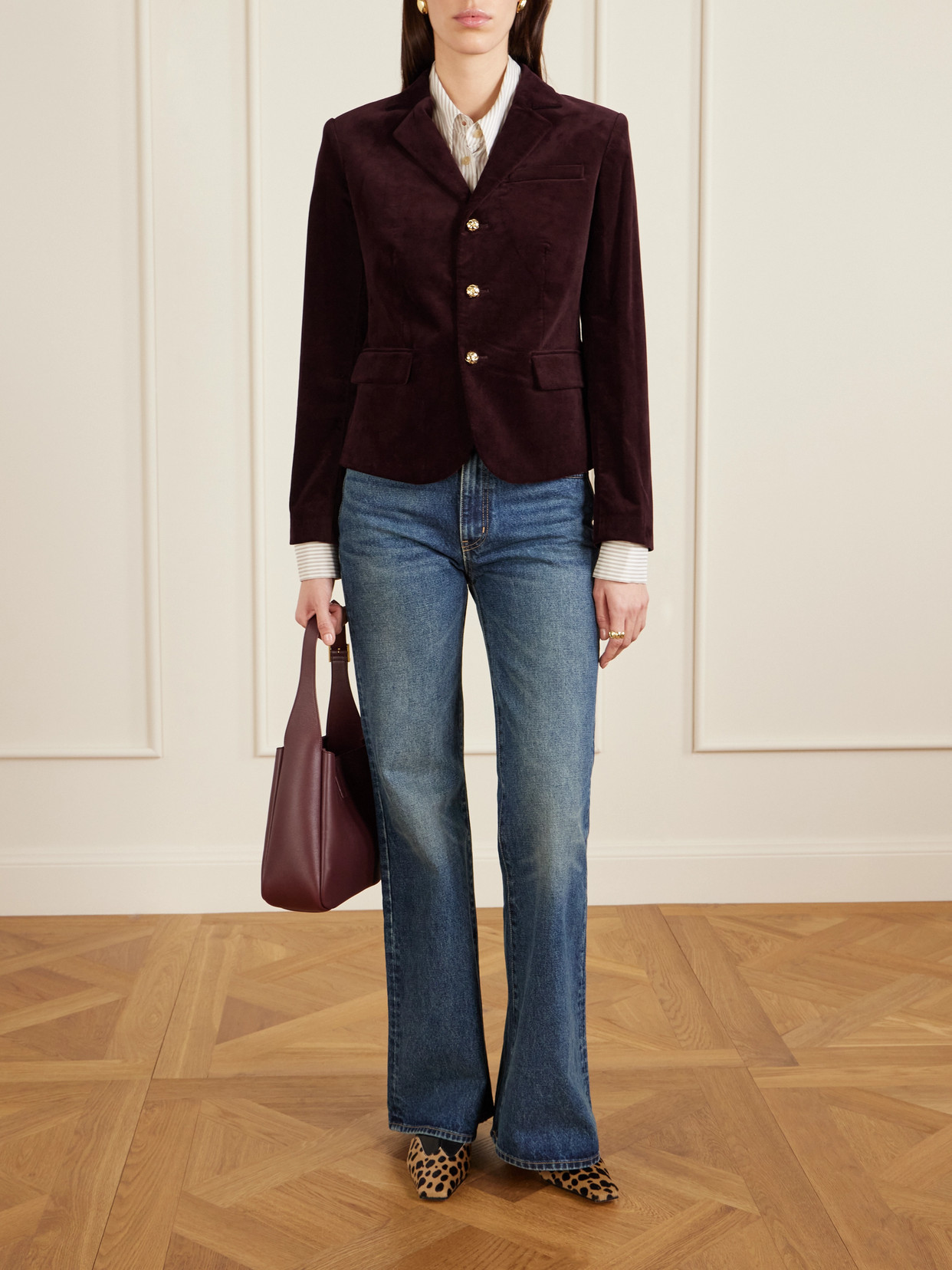 Frame City Darted Velvet Blazer In Burgundy