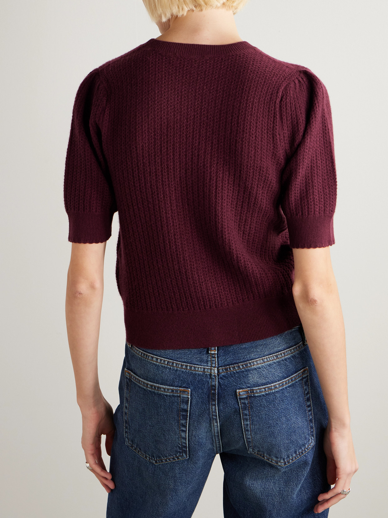 Pointelle-Knit Cashmere Sweater