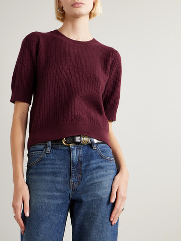 FRAME Pointelle-knit cashmere sweater