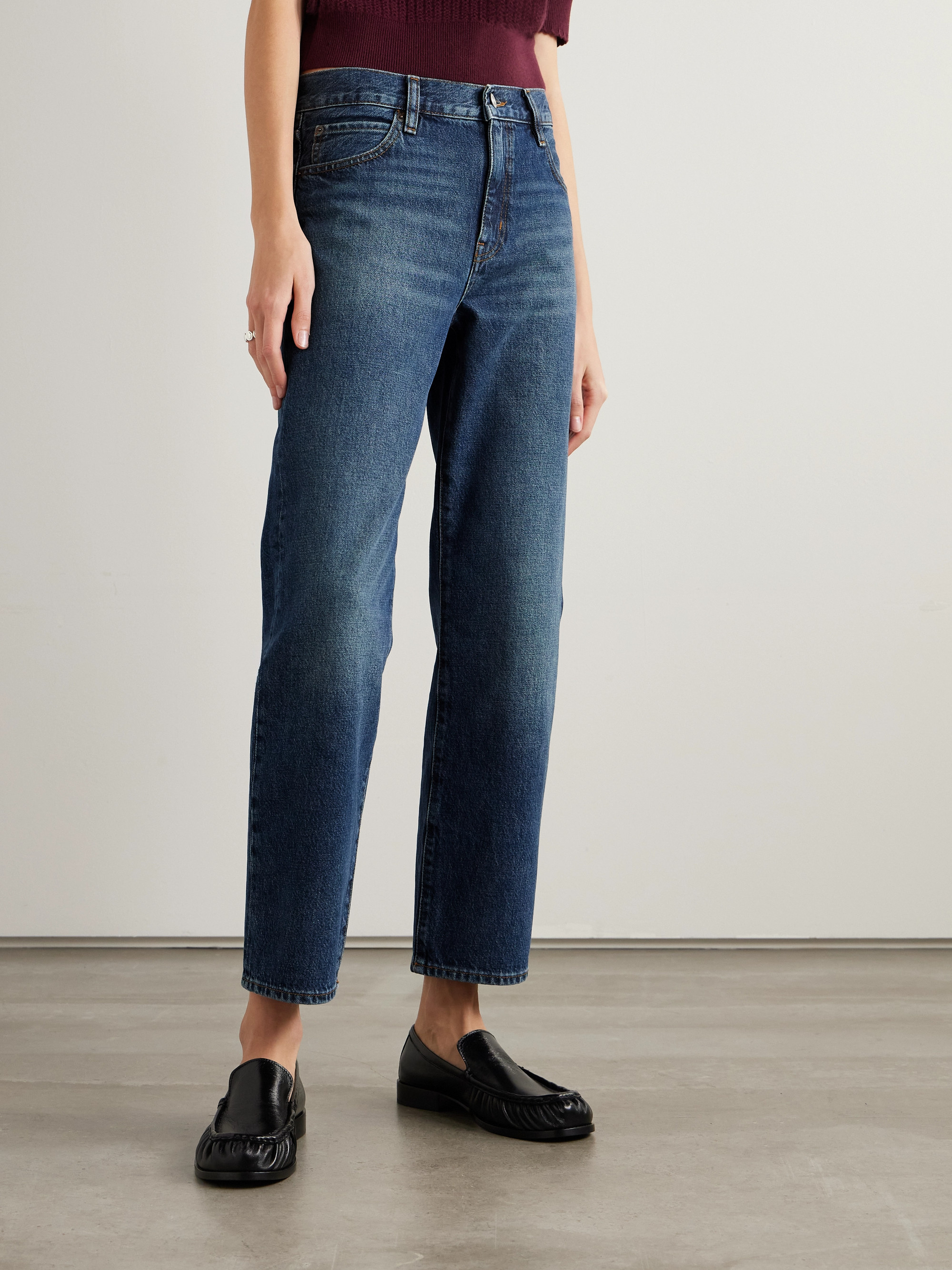 FRAME The Hang cropped mid-rise straight-leg jeans