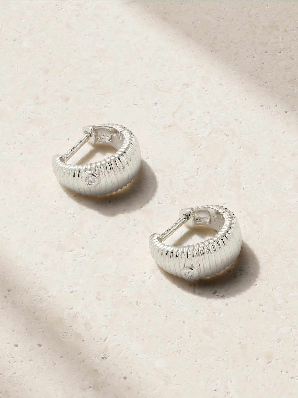 Yvonne Léon 9-karat White Gold Diamond Hoop Earrings In Metallic