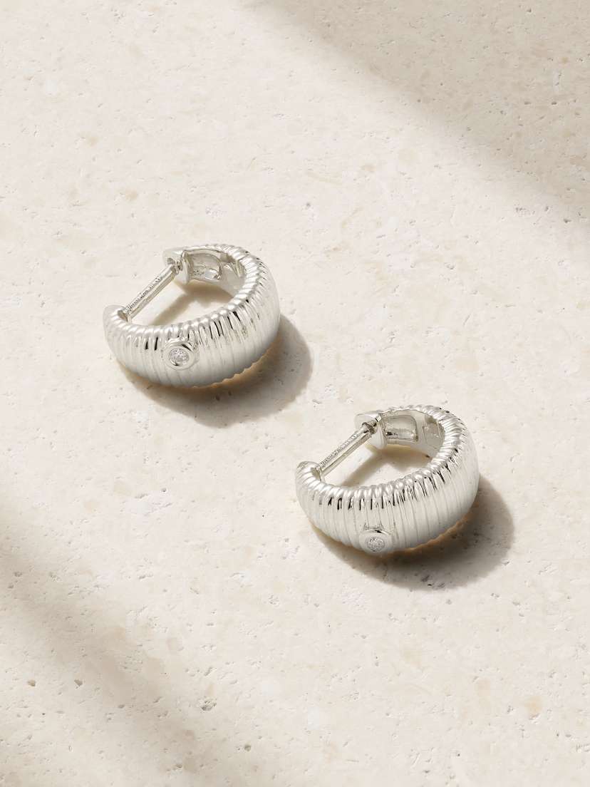 Yvonne Léon 9-karat White Gold Diamond Hoop Earrings