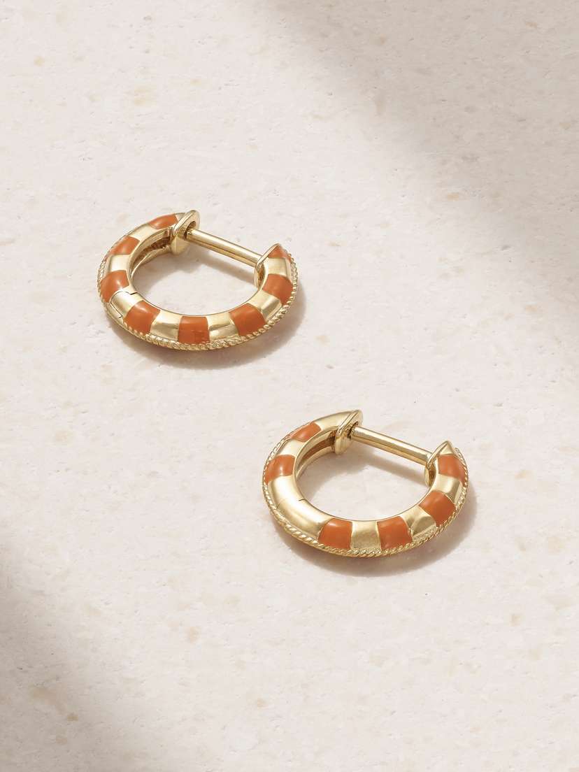 Yvonne Léon 9-karat Gold And Enamel Hoop Earrings