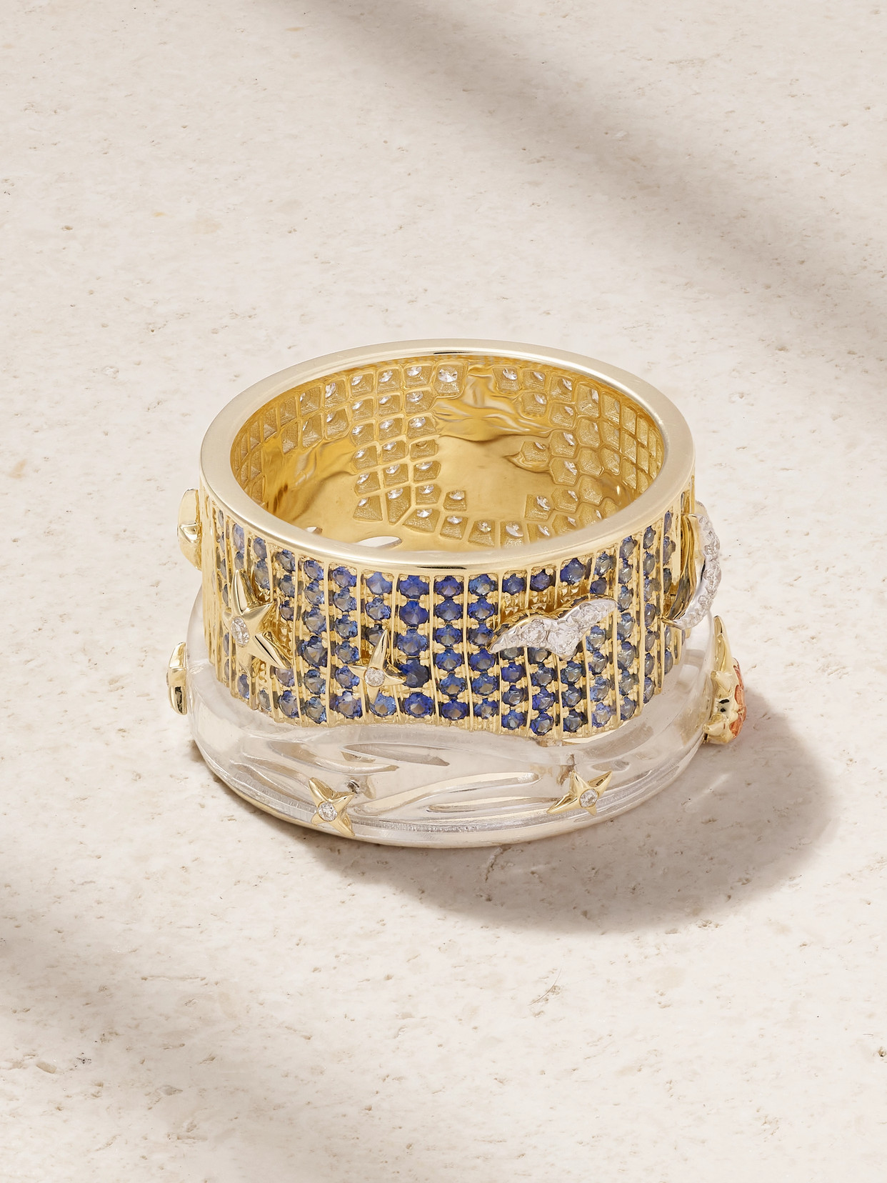 Yvonne Léon 24 Heures 9-karat Yellow And White Gold Gold Multi-stone Ring In Gold